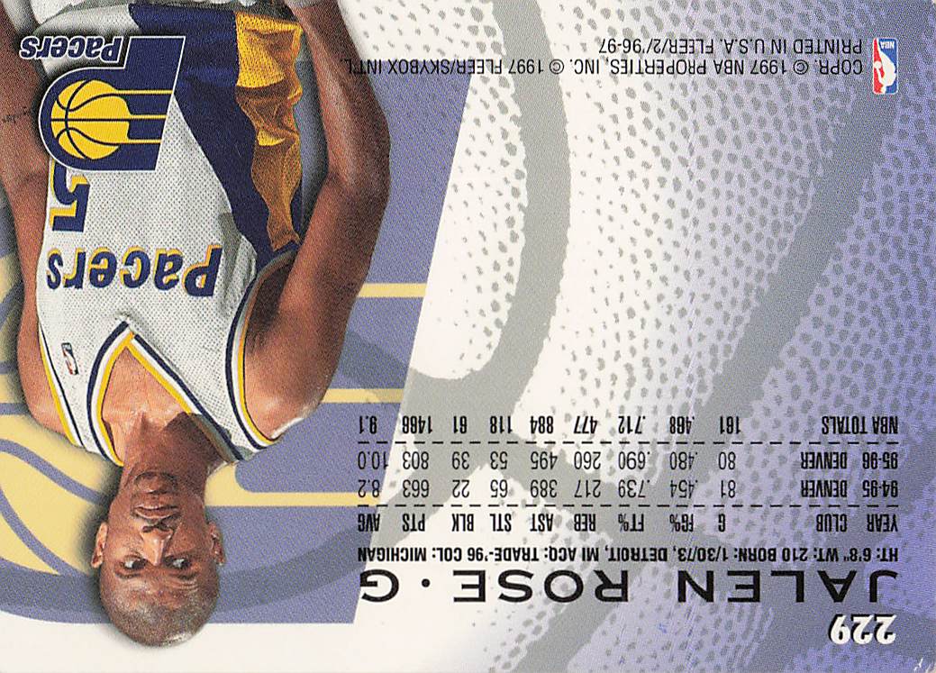 1996-97 Fleer European Basketball Jalen Rose #229