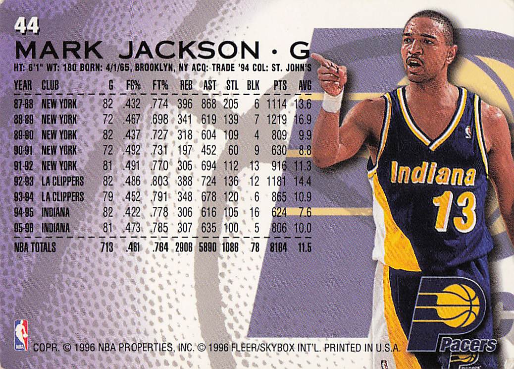 1996-97 Fleer European Basketball Mark Jackson #44