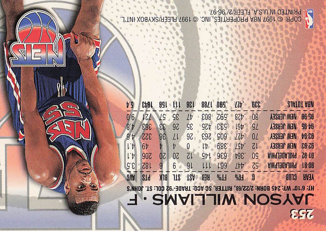 1996-97 Fleer Basketball Jayson Williams #223