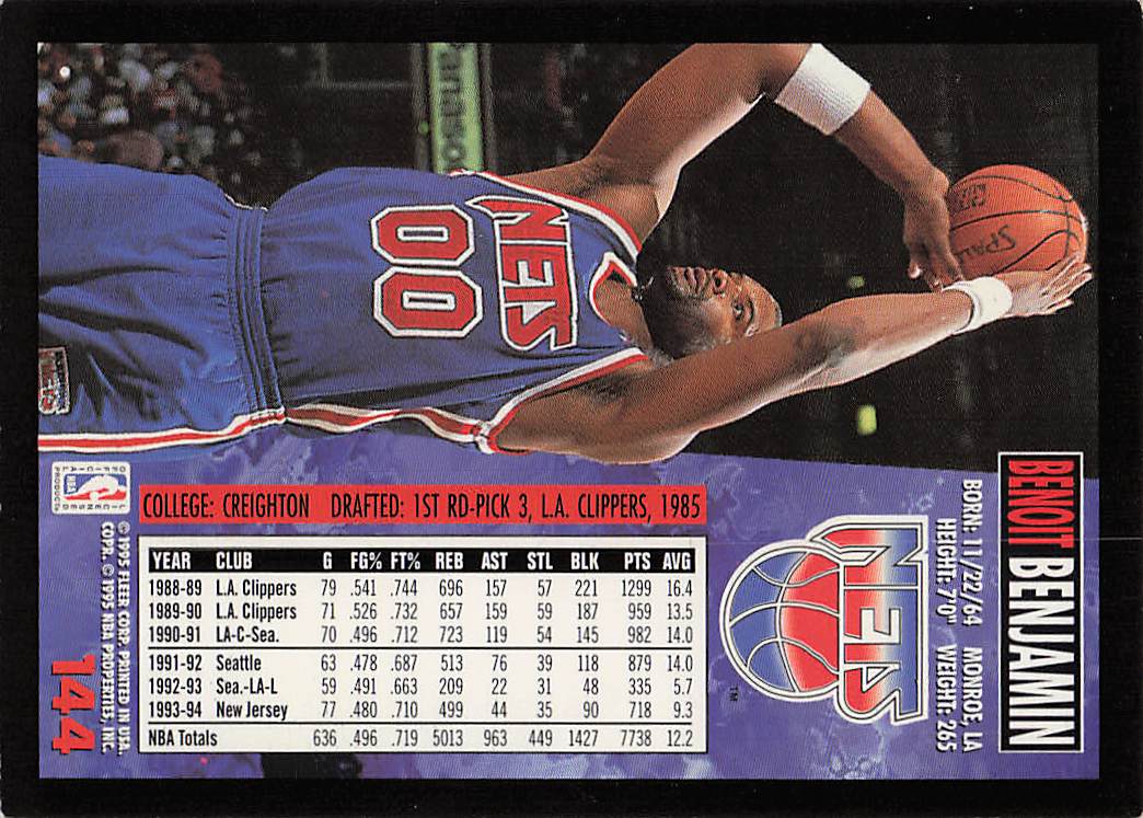 1994-95 Fleer European Basketball Benoit Benjamin #144