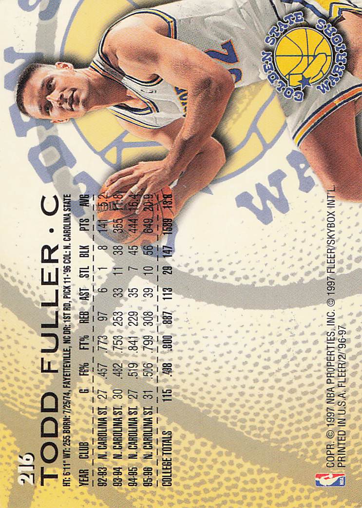 1996-97 Fleer Basketball Todd Fuller #186 Rookie