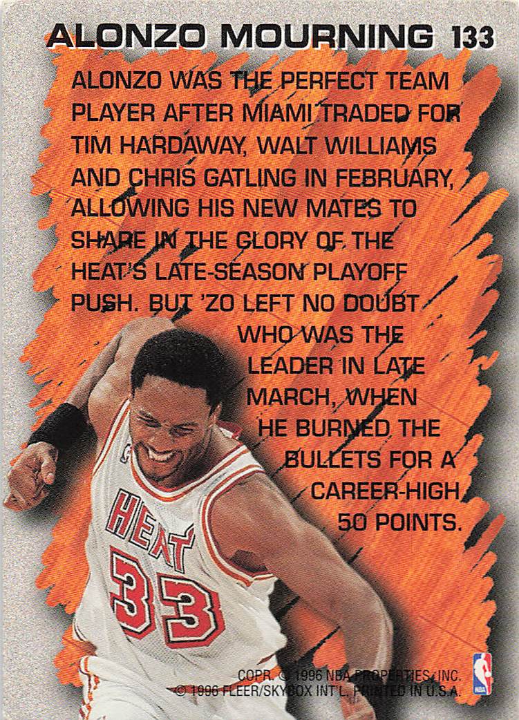 1996-97 Fleer Basketball Alonzo Mourning #133