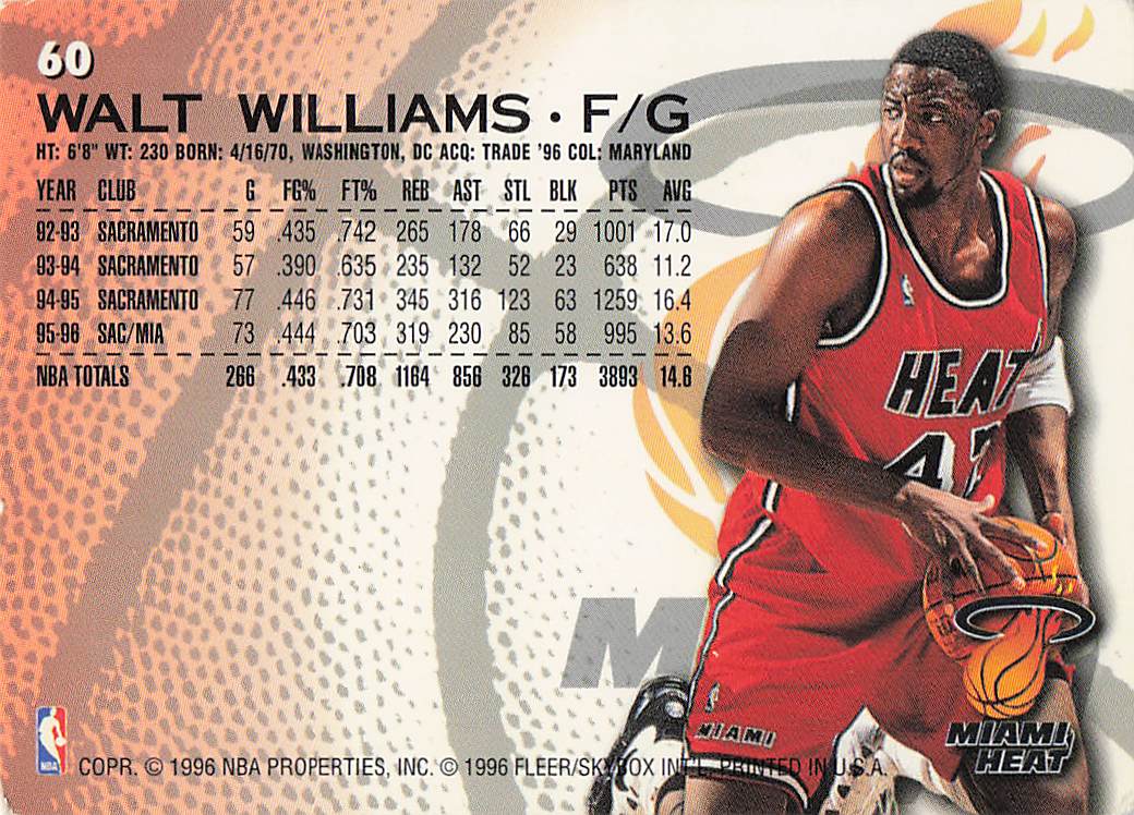 1996-97 Fleer European Basketball Walt Williams #60