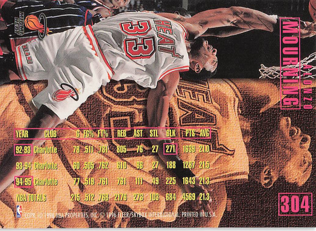 1995-96 Fleer Basketball Alonzo Mourning #235