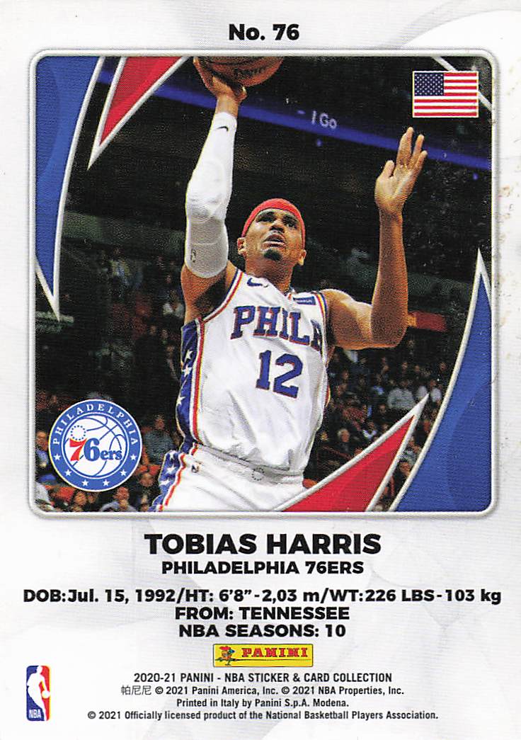 2020-21 Panini NBA Sticker & Card Collection Basketball Cards Tobias Harris #76