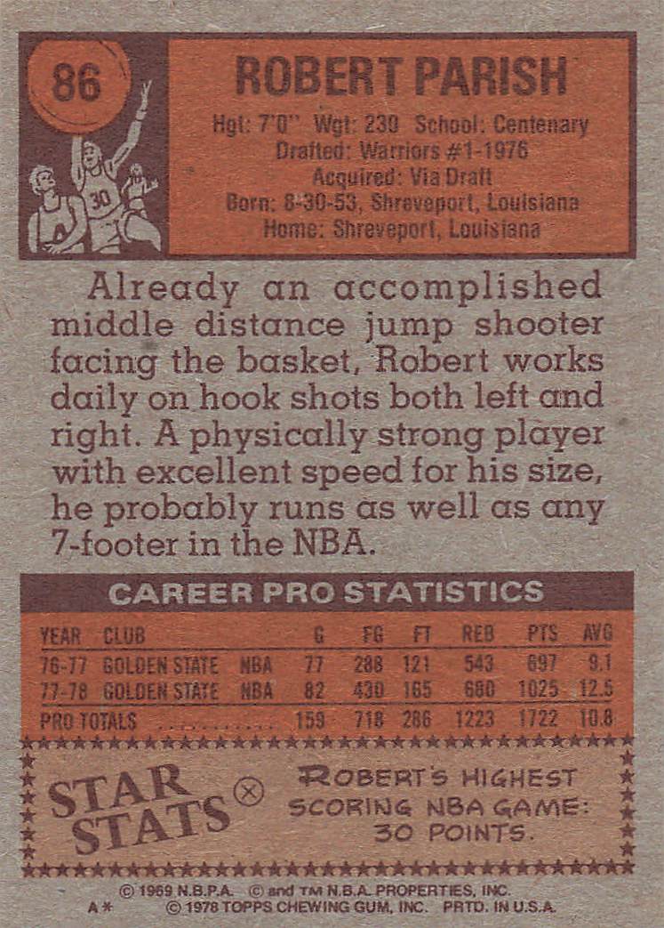1978-79 Topps Basketball Robert Parish #86