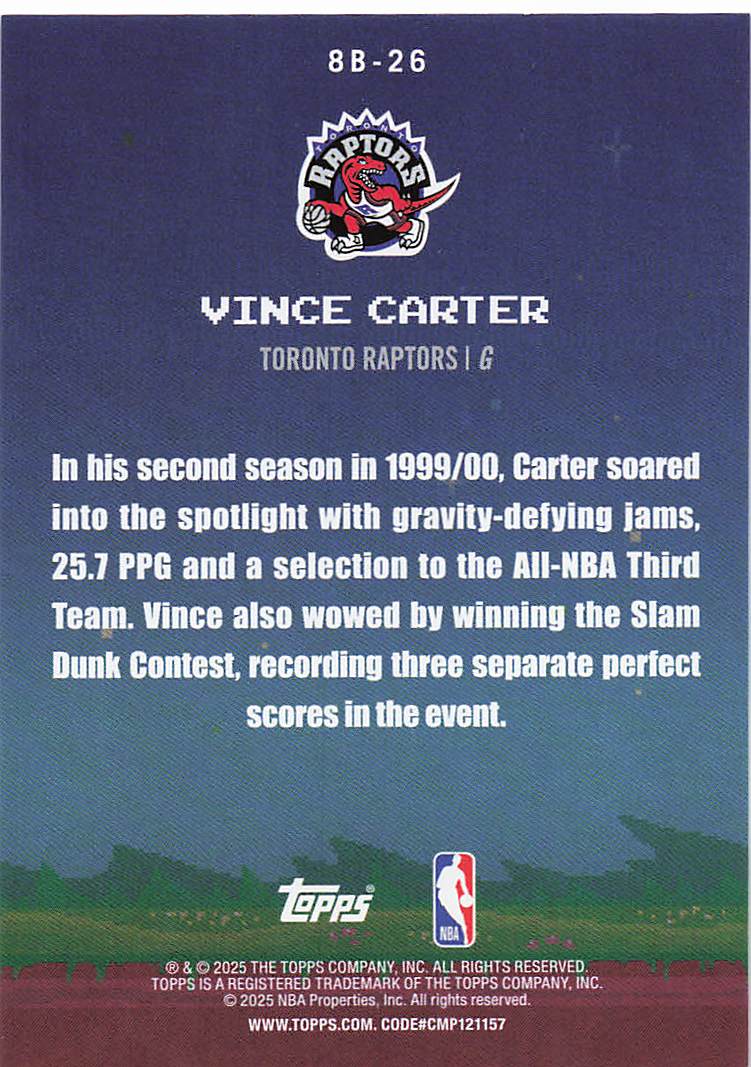 2025-26 Topps Basketball 8-Bit Ballers Vince Carter #8B-26