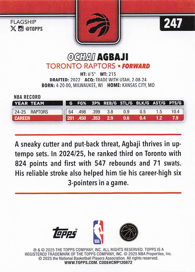2025-26 Topps Basketball Ochai Agbaji #247
