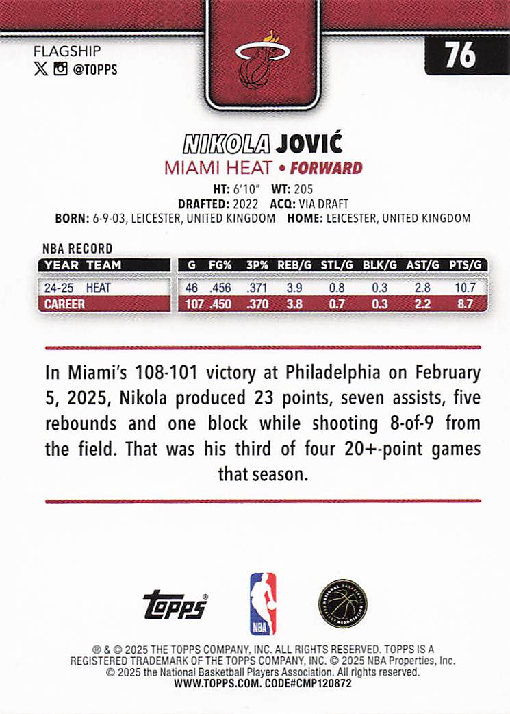 2025-26 Topps Basketball Rainbow Foilboard Nikola Jovi? #76