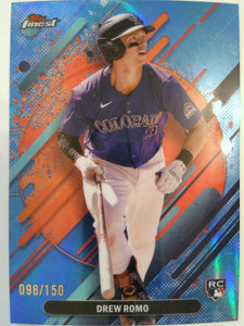 2025 Finest Baseball Sky Blue 098/150 Drew Romo #226 Rookie