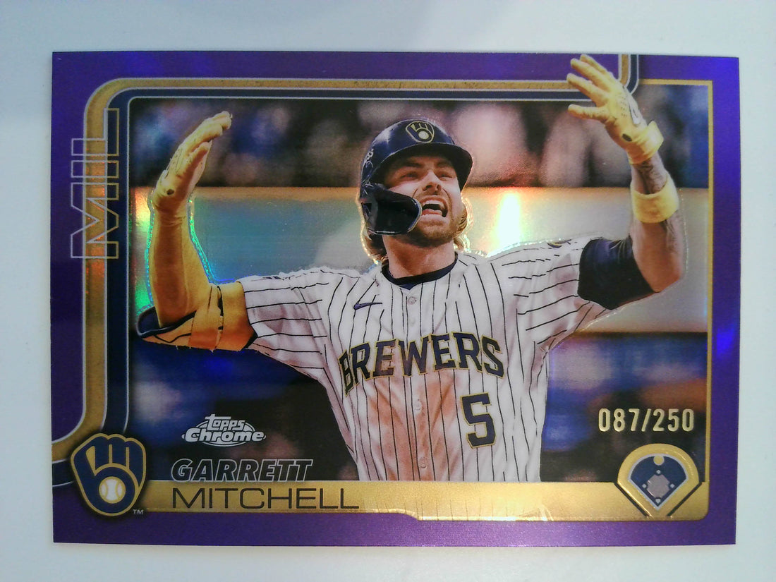 2025 Topps Chrome Baseball Purple Refractors 087/250 Garrett Mitchell #28