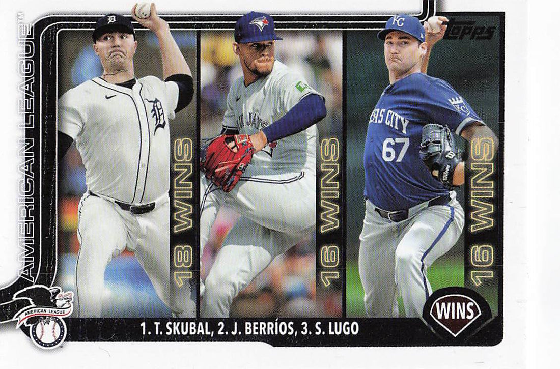 2025 Topps Baseball American League Leaders Wins (Skubal / Berríos / Lugo) #151
