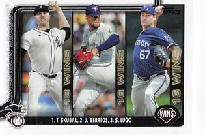 2025 Topps Baseball American League Leaders Wins (Skubal / Berríos / Lugo) #151