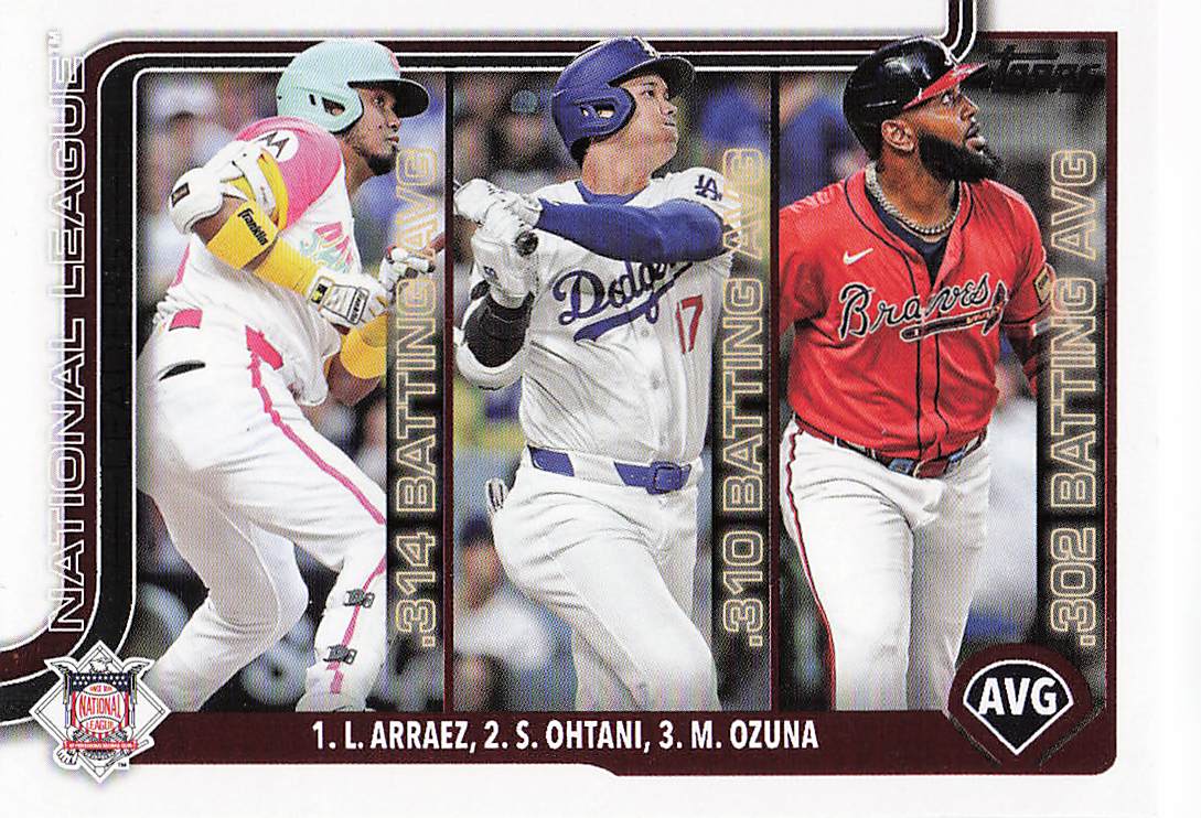 2025 Topps Baseball National League Leaders AVG (Arraez / Ohtani / Ozuna) #347