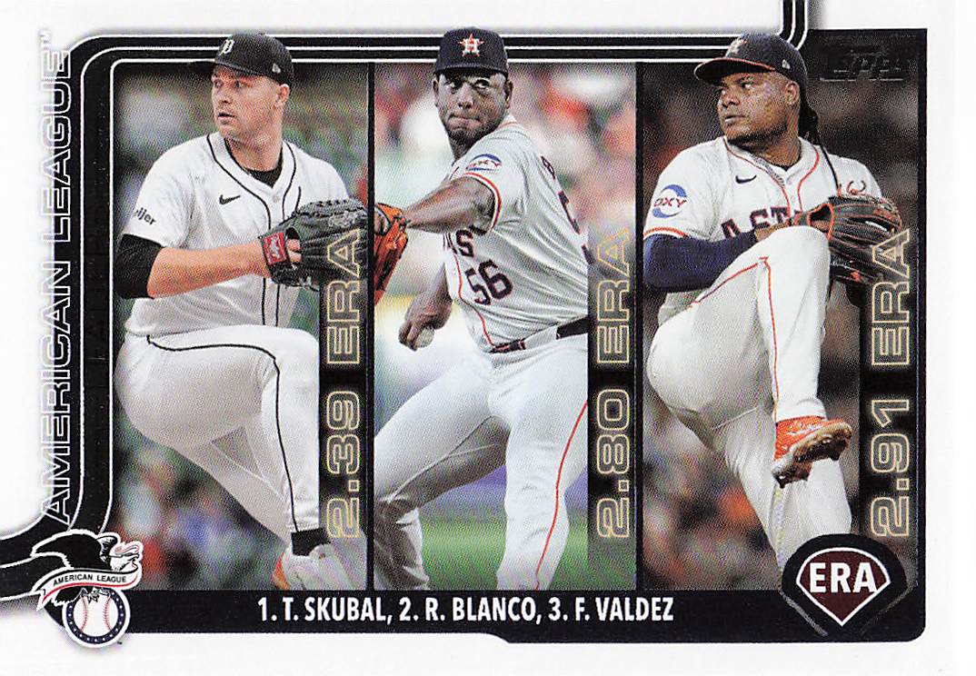 2025 Topps Baseball American League Leaders ERA (Skubal / Blanco / Valdez) #5