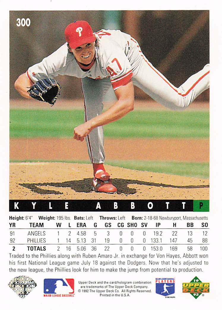 1993 Upper Deck Baseball Kyle Abbott #300