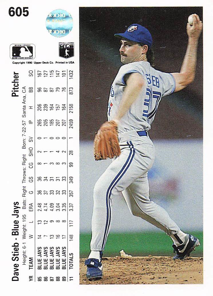 1990 Upper Deck Baseball Dave Stieb #605