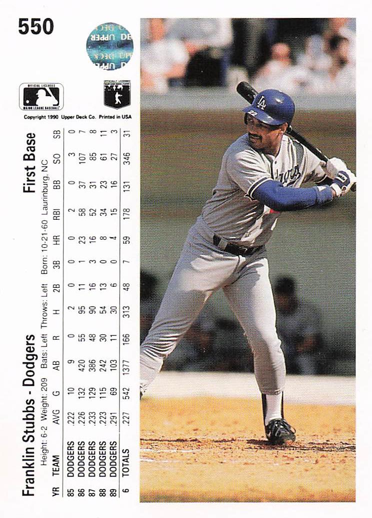 1990 Upper Deck Baseball Franklin Stubbs #550