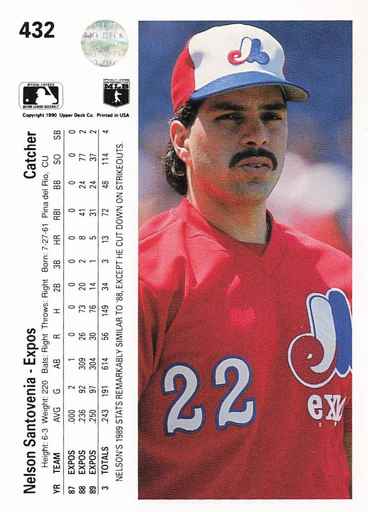 1990 Upper Deck Baseball Nelson Santovenia #432