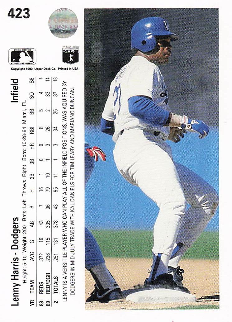 1990 Upper Deck Baseball Lenny Harris #423