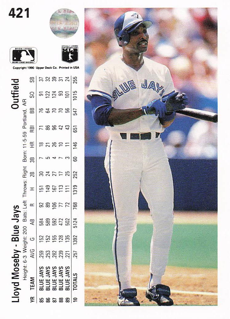 1990 Upper Deck Baseball Lloyd Moseby #421