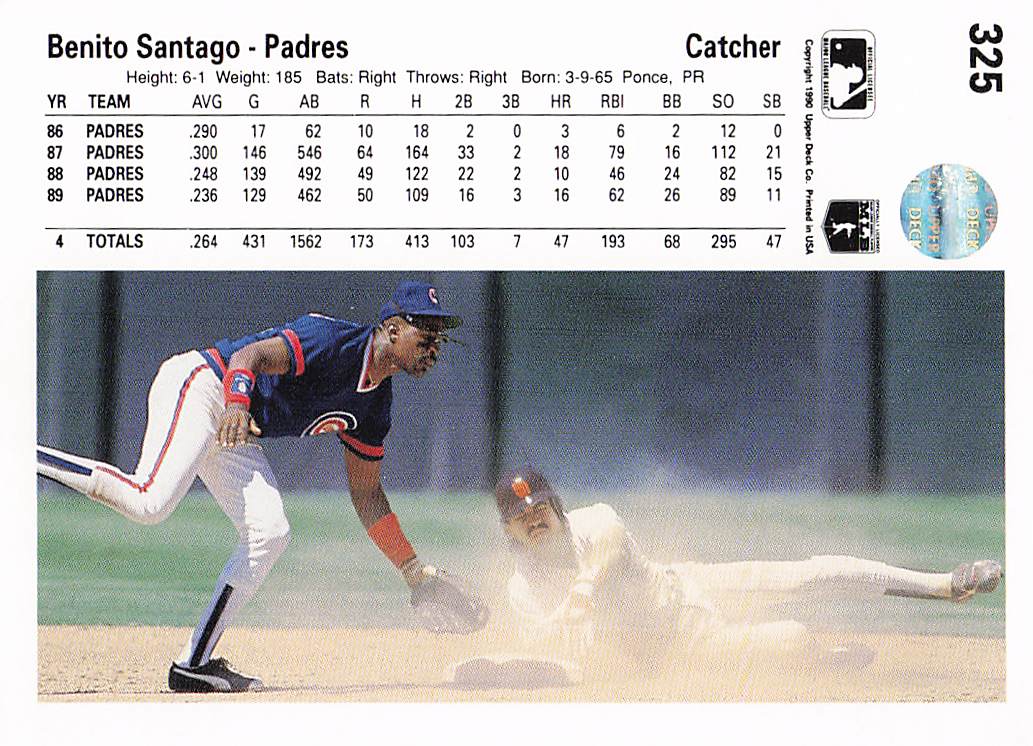 1990 Upper Deck Baseball Benito Santiago #325