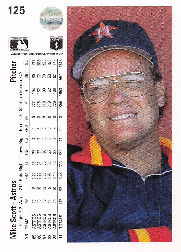 1990 Upper Deck Baseball Mike Scott #125b