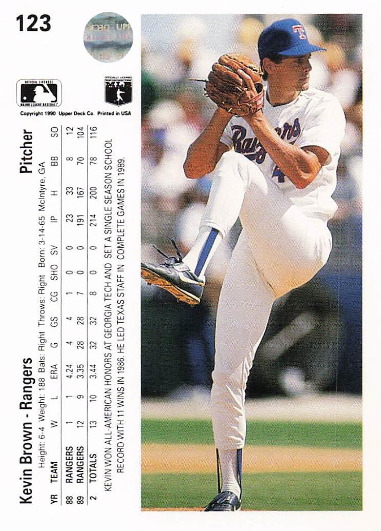 1990 Upper Deck Baseball Kevin Brown #123b