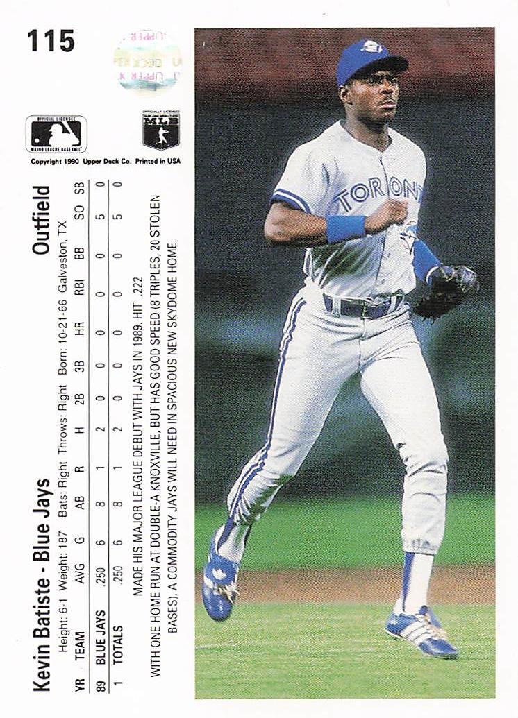 1990 Upper Deck Baseball Kevin Batiste #115a Rookie