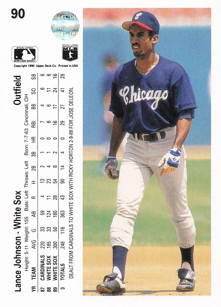 1990 Upper Deck Baseball Lance Johnson #90