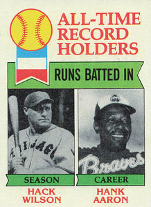 1979 Topps Baseball All-Time Record Holders: RBI Hack Wilson / Hank Aaron #412