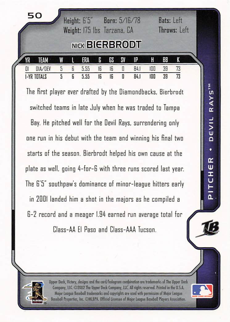 2002 Upper Deck Victory Baseball Nick Bierbrodt #50