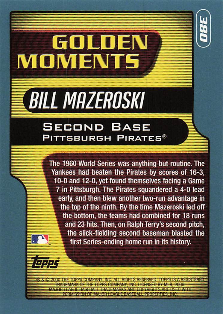 2001 Topps Baseball Bill Mazeroski #380