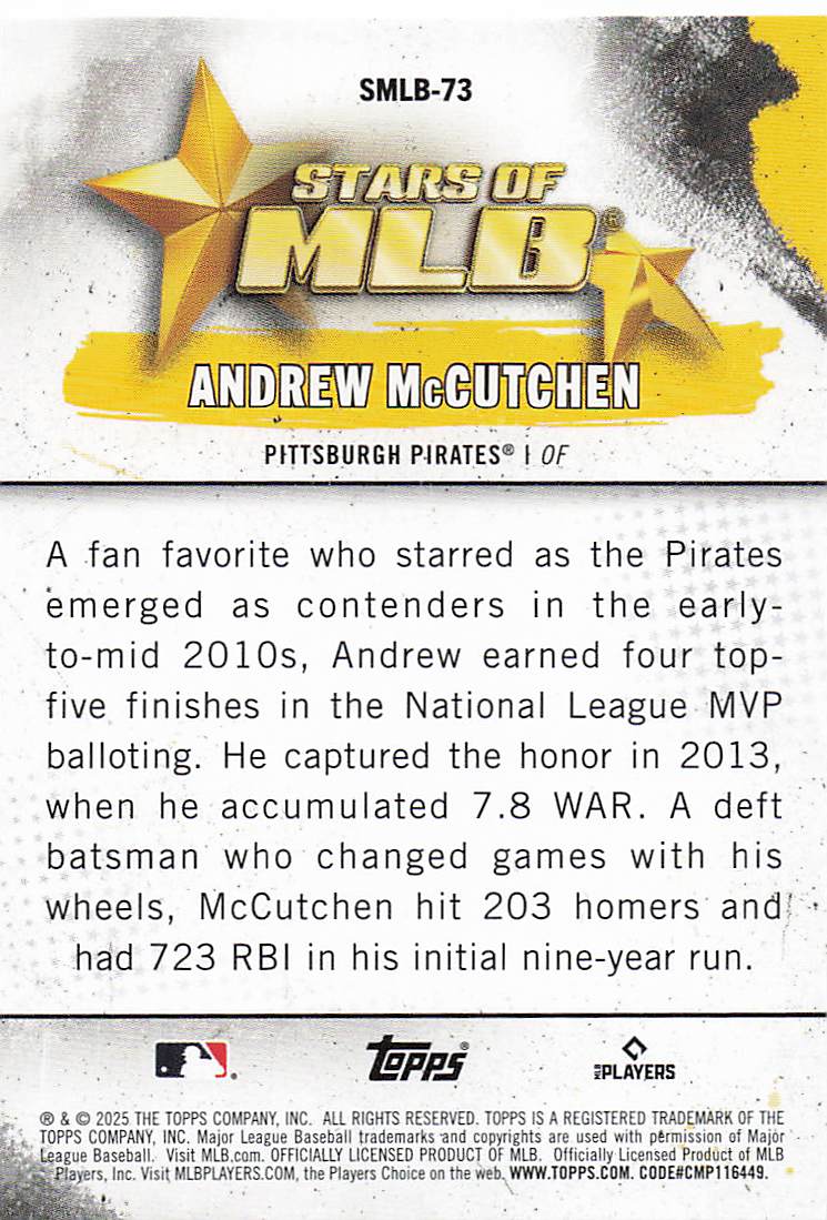 2025 Topps Update Baseball Stars of MLB Andrew McCutchen #SMLB-73