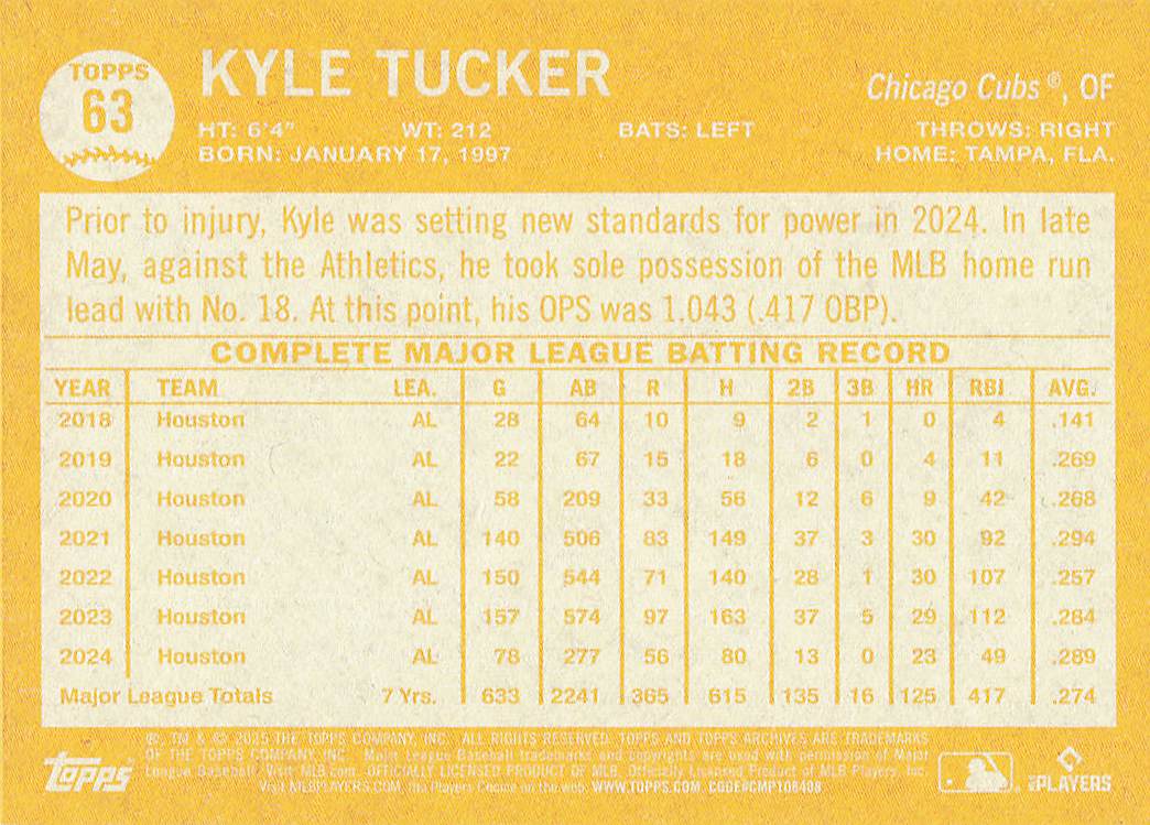 2025 Topps Archives Baseball Kyle Tucker #63