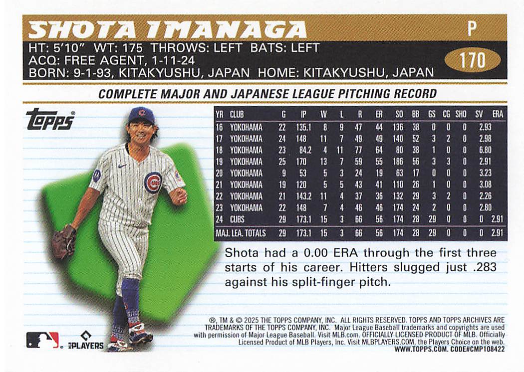 2025 Topps Archives Baseball Shota Imanaga #170