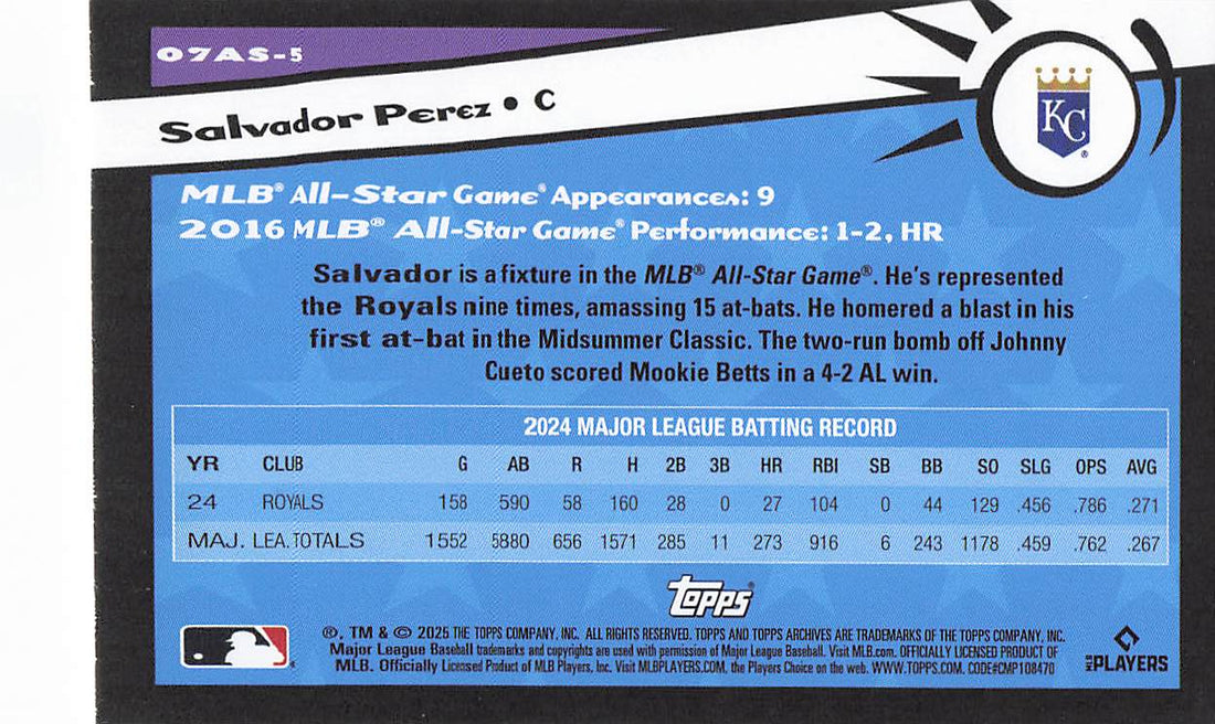 2025 Topps Archives Baseball 2007 Topps All-Stars Salvador Perez #07AS-5