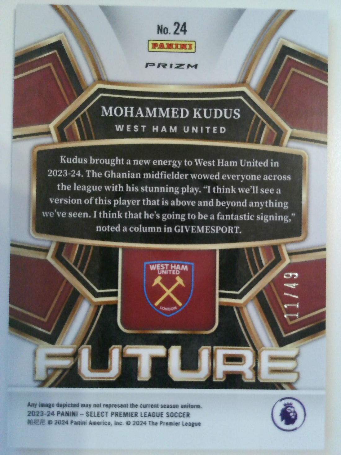 2023-24 Panini Select Premier League - Tie-Dye Soccer 11/49 Mohammed Kudus #195