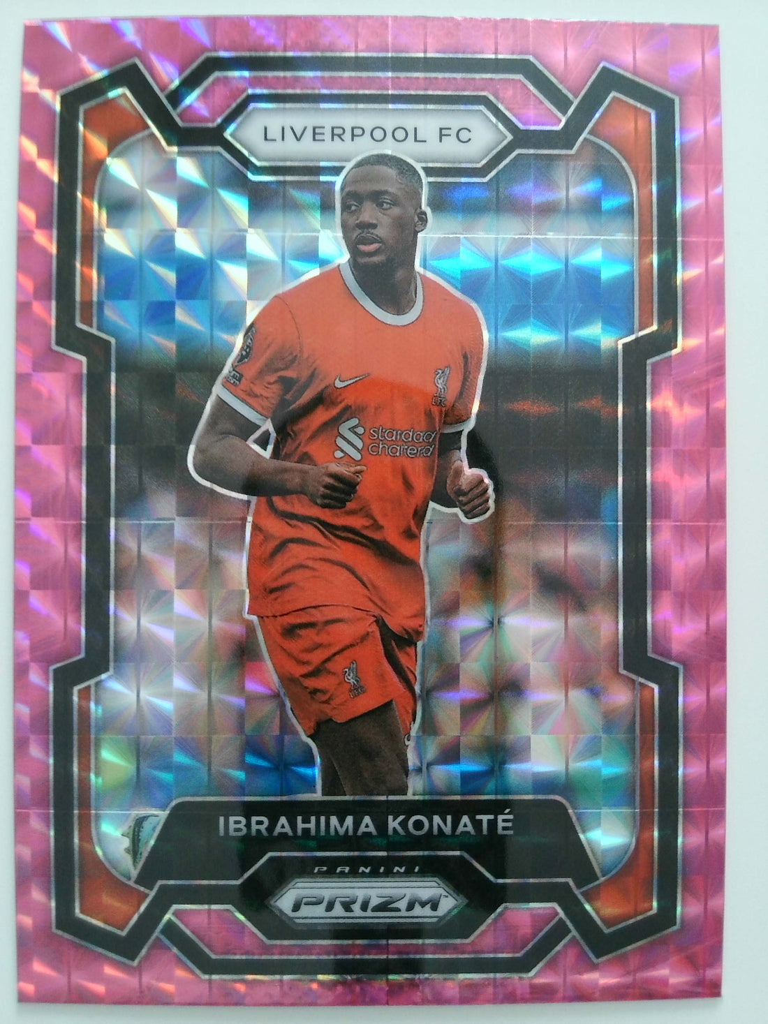 2023-24 Panini Prizm Premier League Soccer Pink Mosaic Ibrahima Konate #82