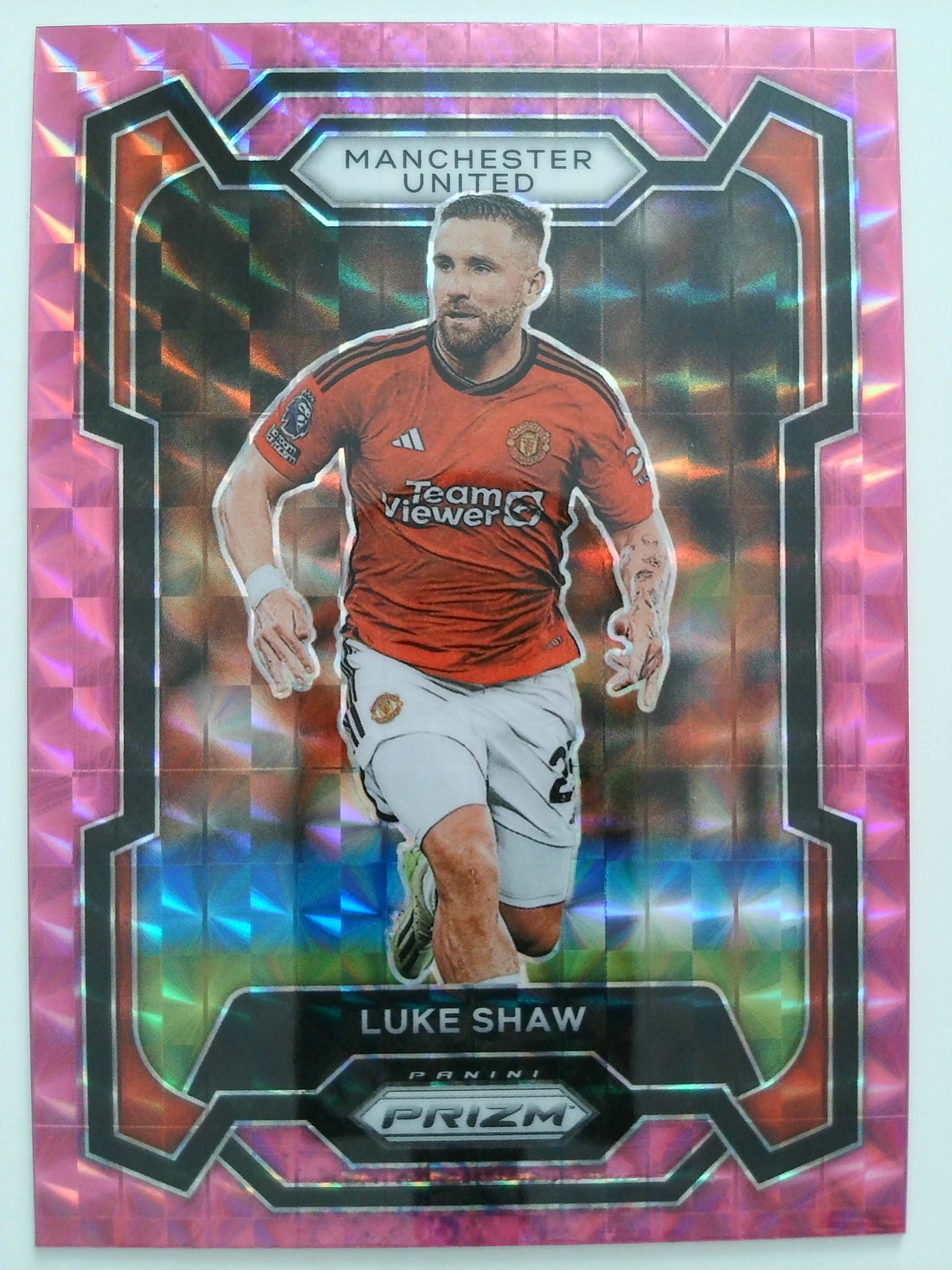 2023-24 Panini Prizm Premier League Soccer Pink Mosaic Luke Shaw #49
