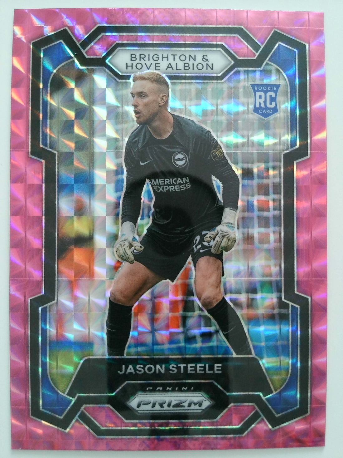 2023-24 Panini Prizm Premier League Soccer Pink Mosaic Jason Steele #91 Rookie