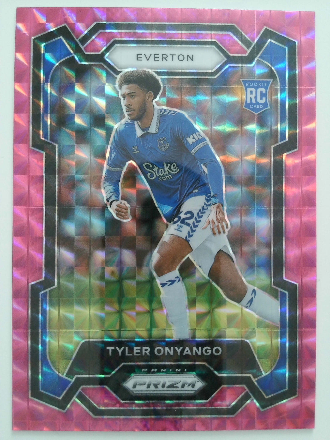 2023-24 Panini Prizm Premier League Soccer Pink Mosaic Tyler Onyango #260 Rookie