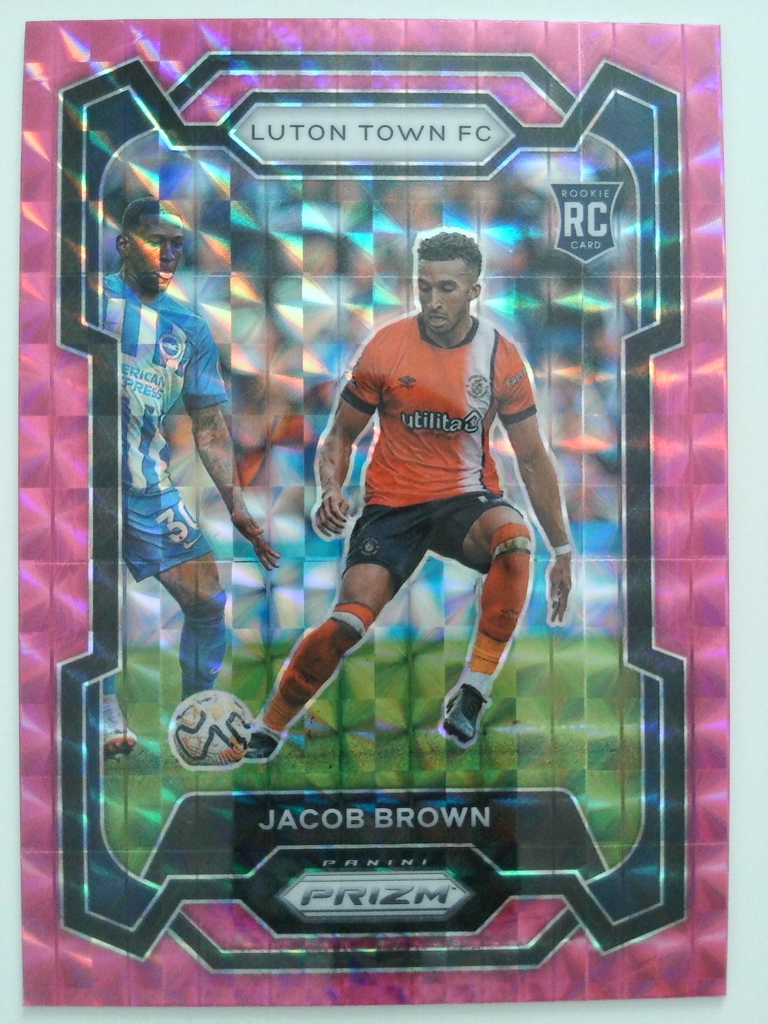 2023-24 Panini Prizm Premier League Soccer Pink Mosaic Jacob Brown #294 Rookie