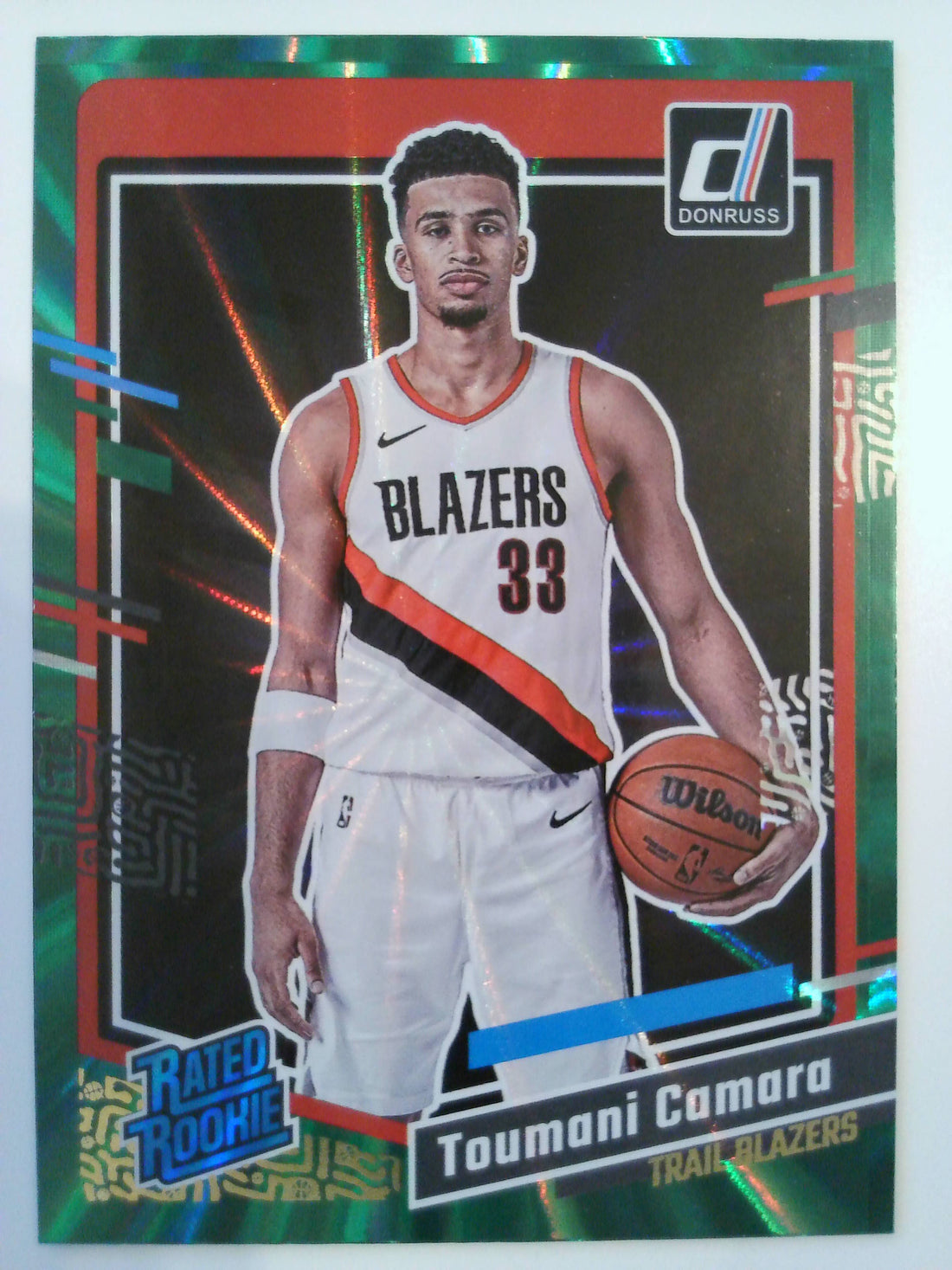 2023-24 Donruss Basketball Green Laser Holo Toumani Camara #245 Rookie