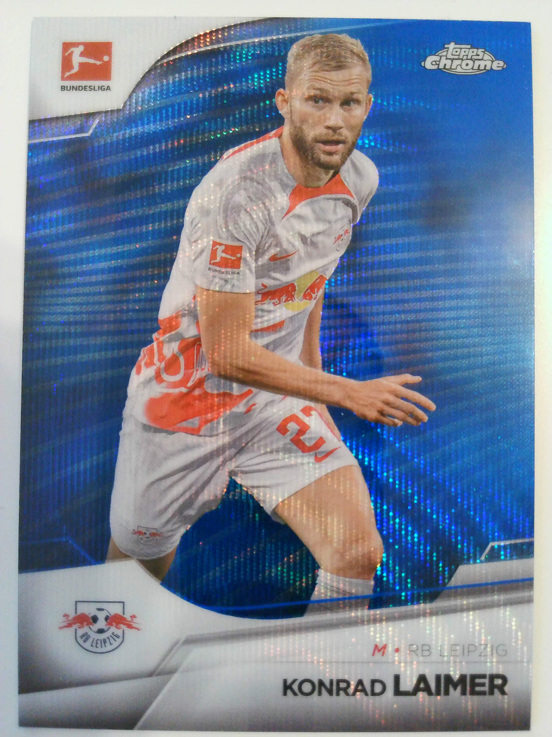 2022-23 Topps Chrome Bundesliga Soccer Blue Refractor 087/180 Konrad Laimer #54