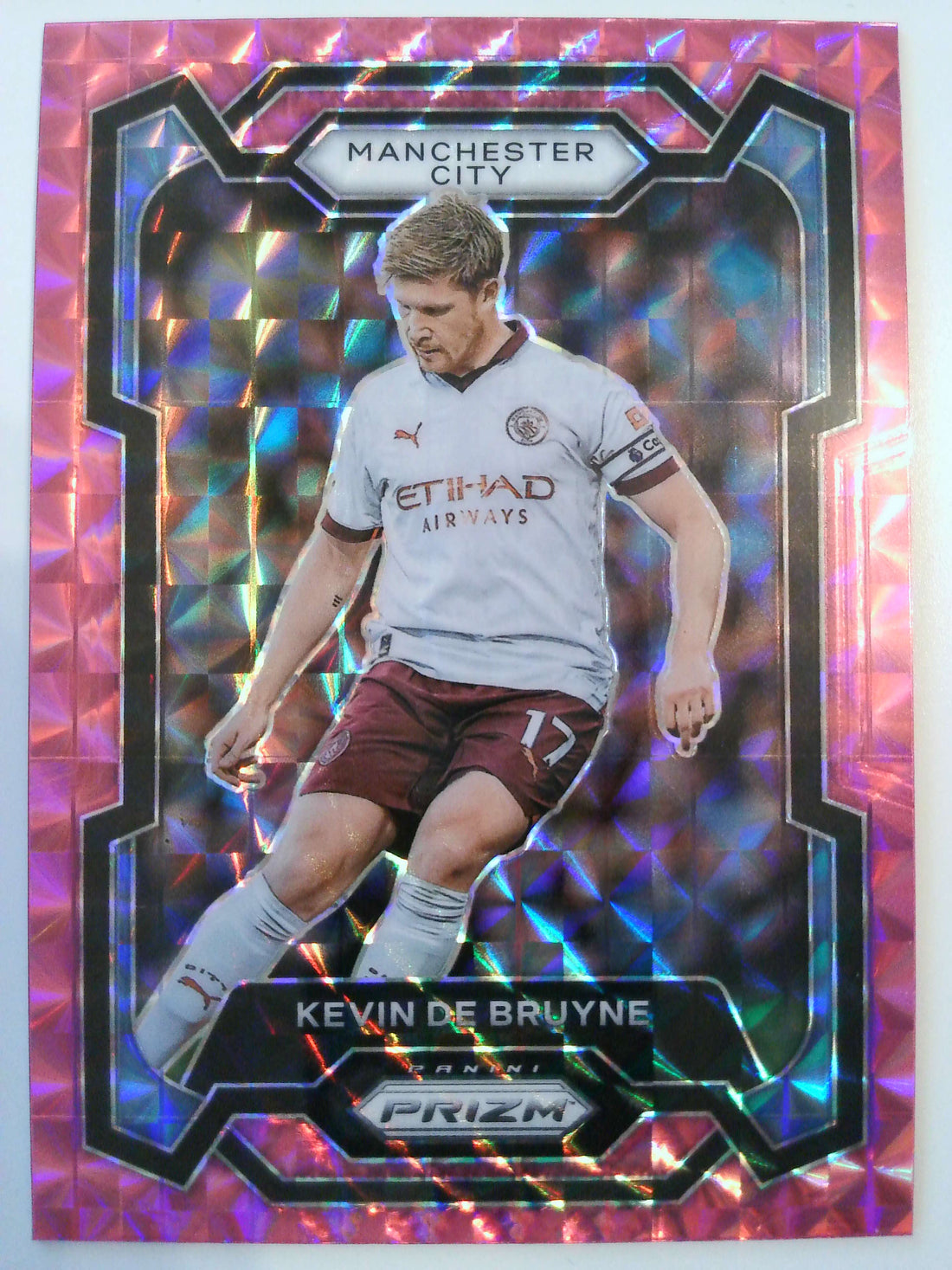 2023-24 Panini Prizm Premier League Soccer Pink Mosaic Kevin De Bruyne #7