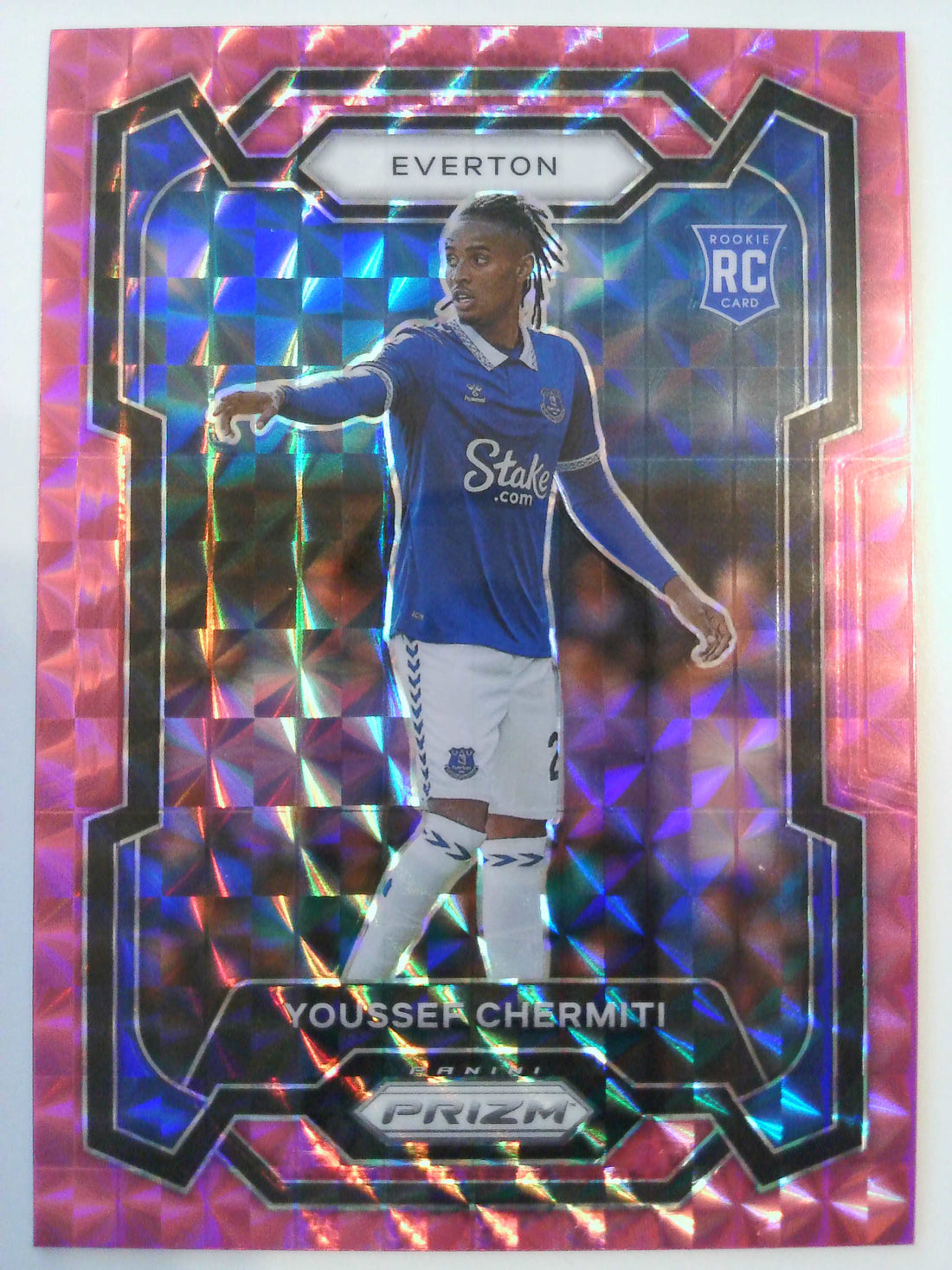 2023-24 Panini Prizm Premier League Pink Mosaic Youssef Chermiti #259 Rookie