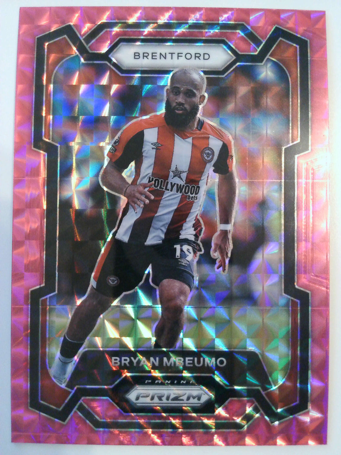2023-24 Panini Prizm Premier League Soccer Pink Mosaic Bryan Mbeumo #143