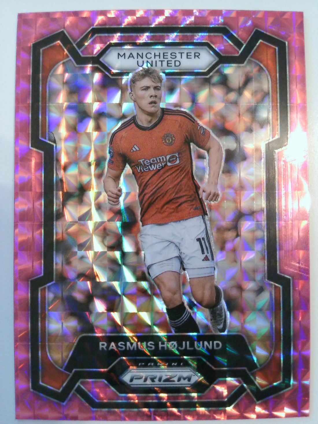 2023-24 Panini Prizm Premier League Soccer Pink Mosaic Rasmus Hojlund #51
