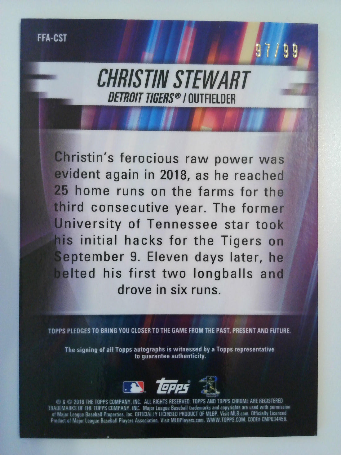 2019 Topps Chrome Freshman Flash Autographs 97/99 Christin Stewart #FFA-CST